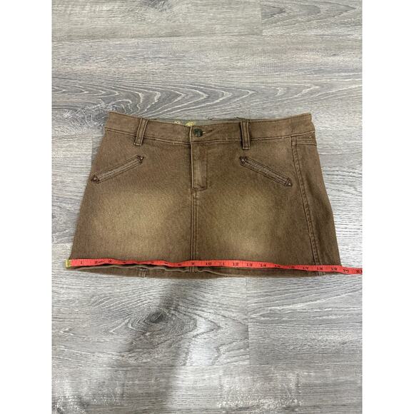 VTG Y2K PARIS HILTON MINI SKIRT SMALL Brown Denim - Picture 3 of 6